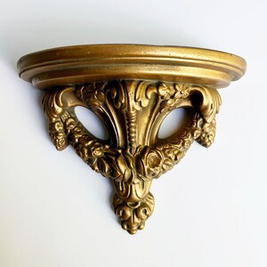 Antique Gold Gilt Plaster Wall Sconce l 1920's Ornate Italian Style Gold Wall Shelf l Architectural Bracket Corbel l Regency Baroque Rococo