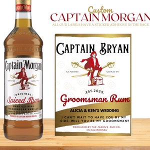 Captain Morgan Spiced Rum Custom Label For Gift, Groomsman party favours, Captain Morgan Label Custom, Custom unique gift idea for groomsman