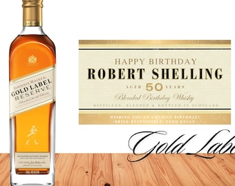 Gold Label Personalized Label, Dad Whisky, Birthday Whiskey Label, Father Gift, Groomsmen Whiskey Label,  Black Whisky Custom Label