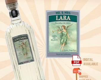 Gran Centenario Plata Tequila Custom Label,  Personalized Centenario Tequila Label, Plata Tequila, Blanco Bottle Label 750Ml, Birthday