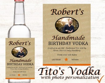Vodka personalizzata Tito's come regalo, Vodka Tito's con foto, Etichetta personalizzata Tito's Vodka, Etichetta Tito's groomsman, Vodka Tito's personalizzata