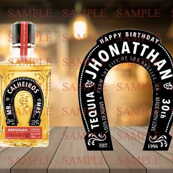 Custom Tequila label, Personalized Tequila Label, Birthday Tequila Gift, Tequila Party Favours, Printed Tequila Label, 750mL Tequila Label