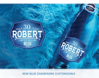 Luc Belaire Blue Personalized Champagne Label, New Cuvée Belaire Bleu Custom Label, Belaire Gold Label, Belaire Black/Pink Label Birthday