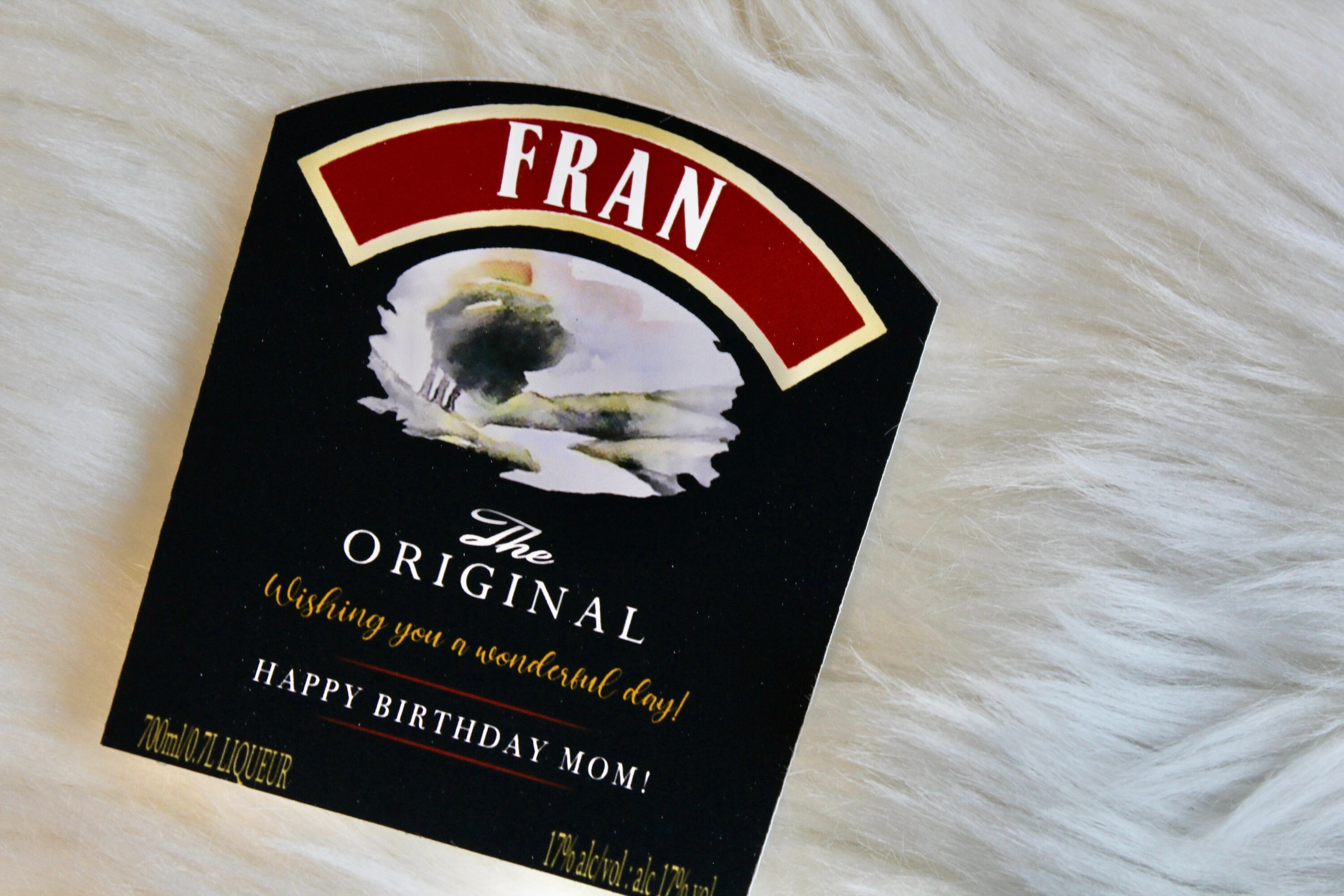 Personalised baileys bottle labels