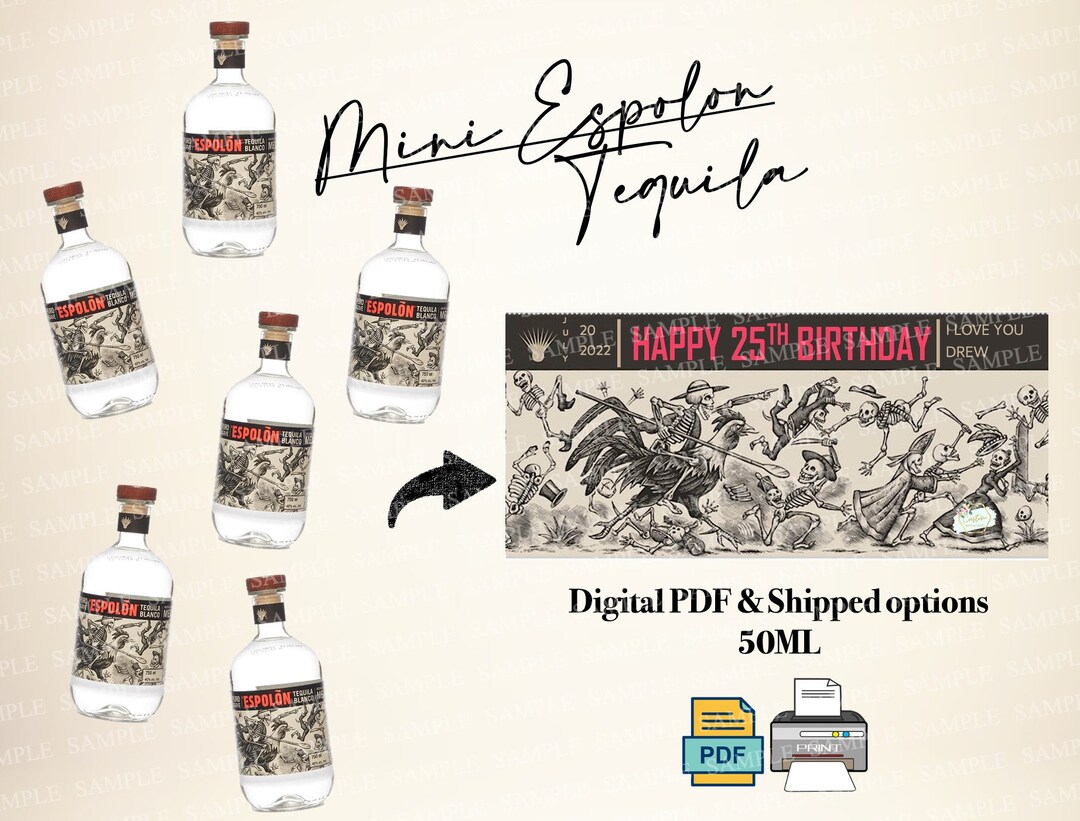 Mini Espolon Label Tequila, Blanco Tequila, Personalized Espolon