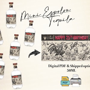 Mini Espolon label Tequila, Blanco Tequila, Personalized Espolon Tequila Label, Espolon Tequila, 50ml Espolon Tequila Bottle, Mini Label