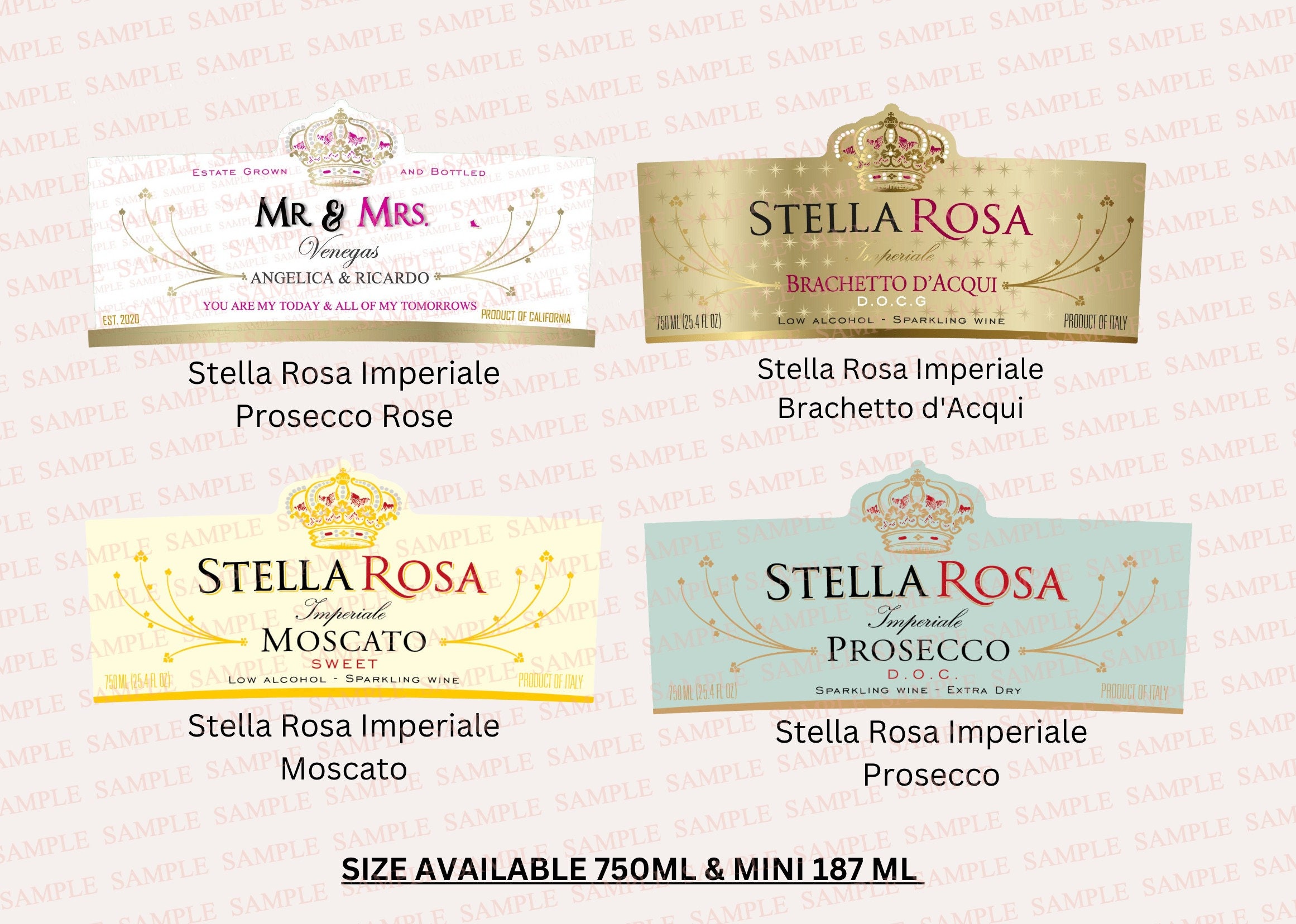 Stella Rosa Editable Label Custom Wine Label,custom Mini Rosa Label,custom Wine Gift,200ml Wine ...