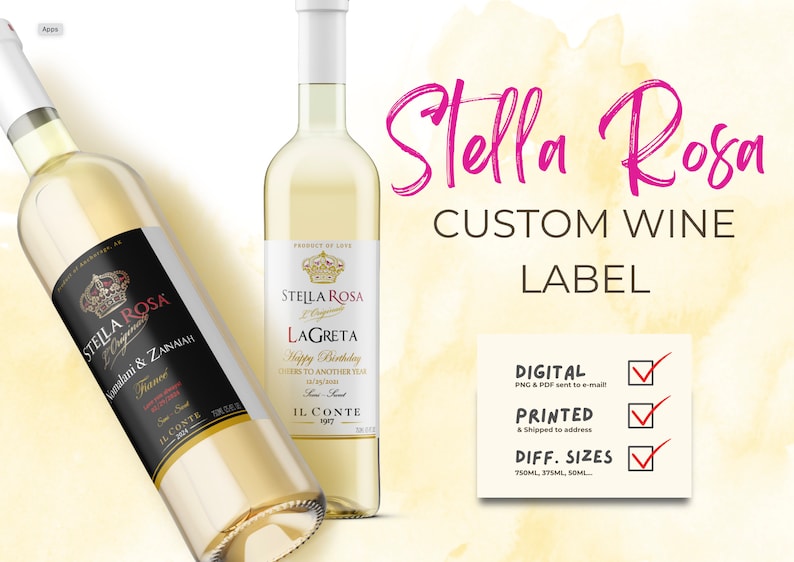 Custom Stella Rosa Custom Wine Label,custom Stella Rosa Label,custom Wine Gift,750ml Wine ...
