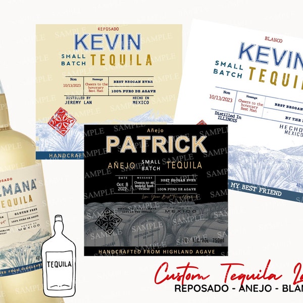 Teremana Tequila Custom Label, Blanco Tequila, Personalized Teremana Tequila Label, Reposado Tequila, Blaco Bottle Label 750Ml, Birthday