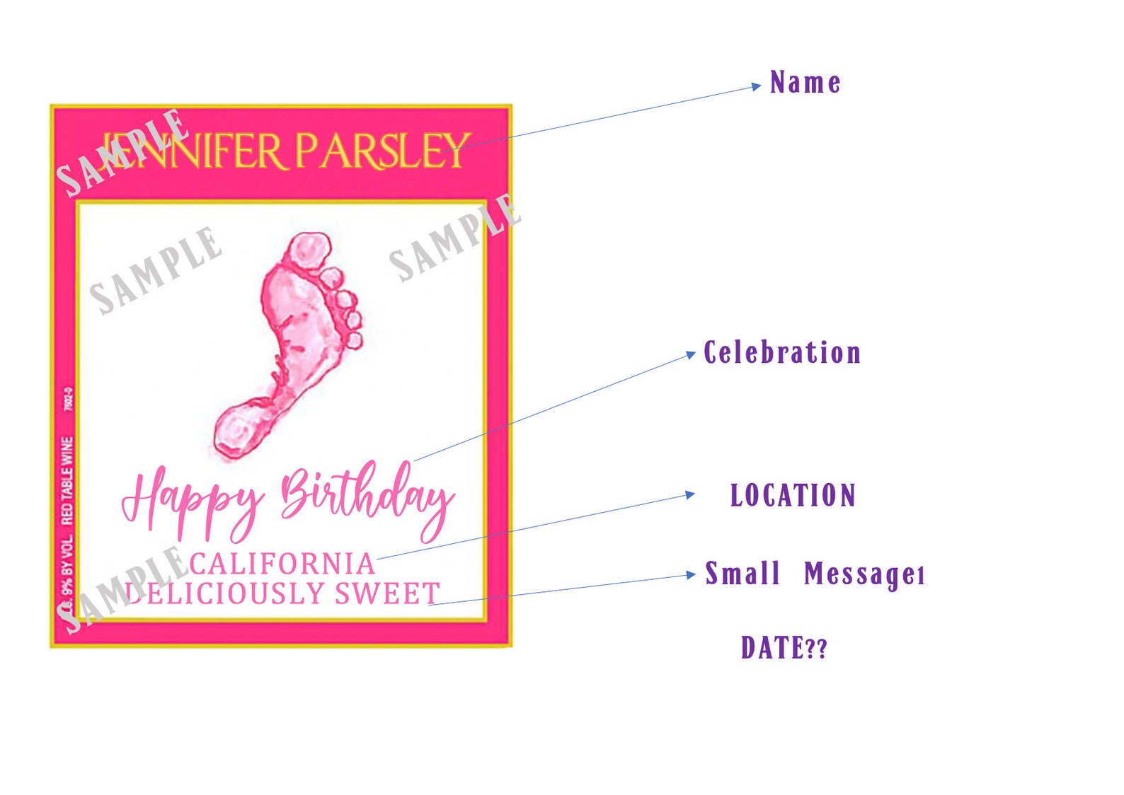 Custom Barefoot Wine Label Barefoot Wine Label Baby Shower Etsy Canada
