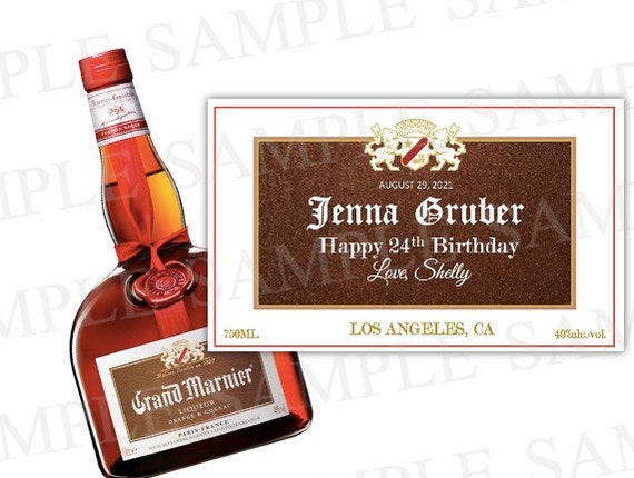 Grand Marnier Custom Bottle Label, Grand Marnier Birthday Gift