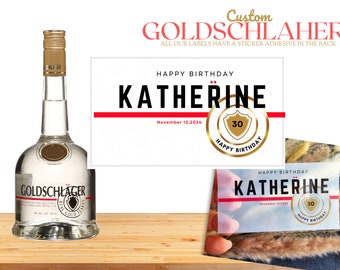 Goldschlager Custom Bottle Label, Goldschlager Birthday Gift, Orange Liqueur, Birthday Gift, Personalized Liquor label, Cinnamon liquor