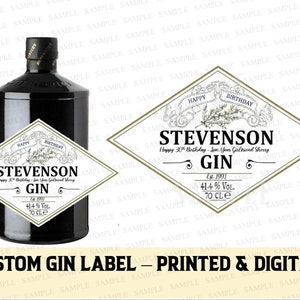 Hendricks Gin Custom Label, Custom Gin Label, Birthday Gin Gift, Vodka Label, Wine label custom, Tequila Label, Custom hendricks Gin image 1