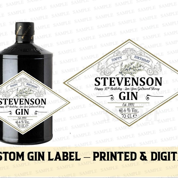 Hendricks Gin Custom Label, Custom Gin Label, Birthday Gin Gift, Vodka Label, Wine label custom, Tequila Label, Custom hendricks Gin