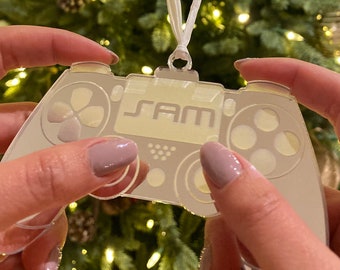 Custom Gaming Controller Bauble | Bauble For Christmas Tree Decoration | Personalized Gold, Silver or Rose Gold Mirror Acrylic Ornament