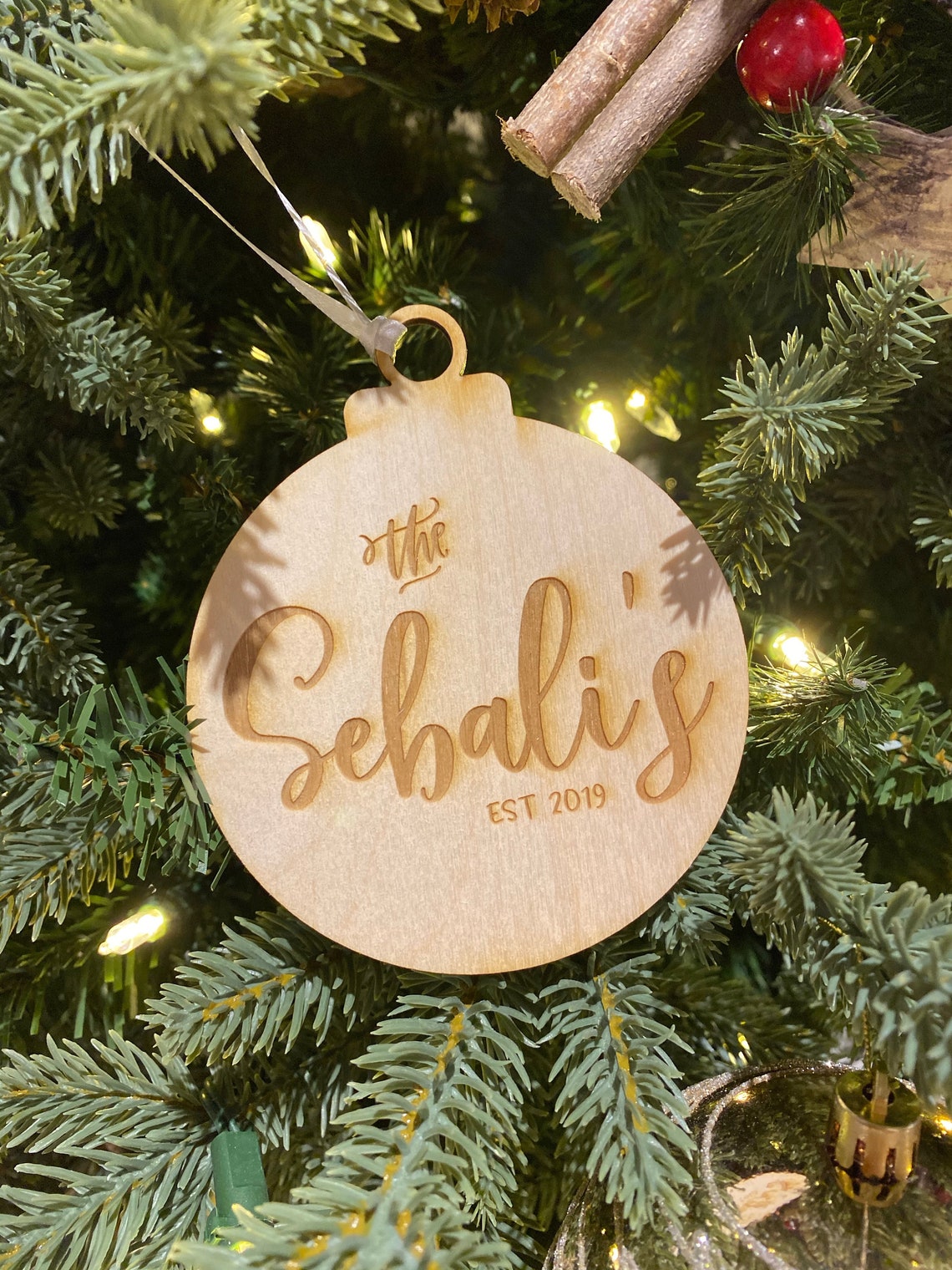 Set of 6 Custom Christmas Baubles Wooden Christmas Tree Etsy