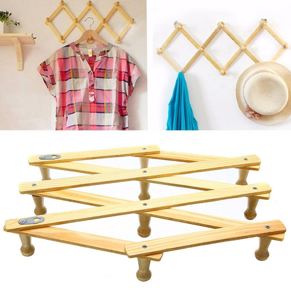 Wooden Expanding Clothes Hanger Expandable Coat Rack Holder Etsy