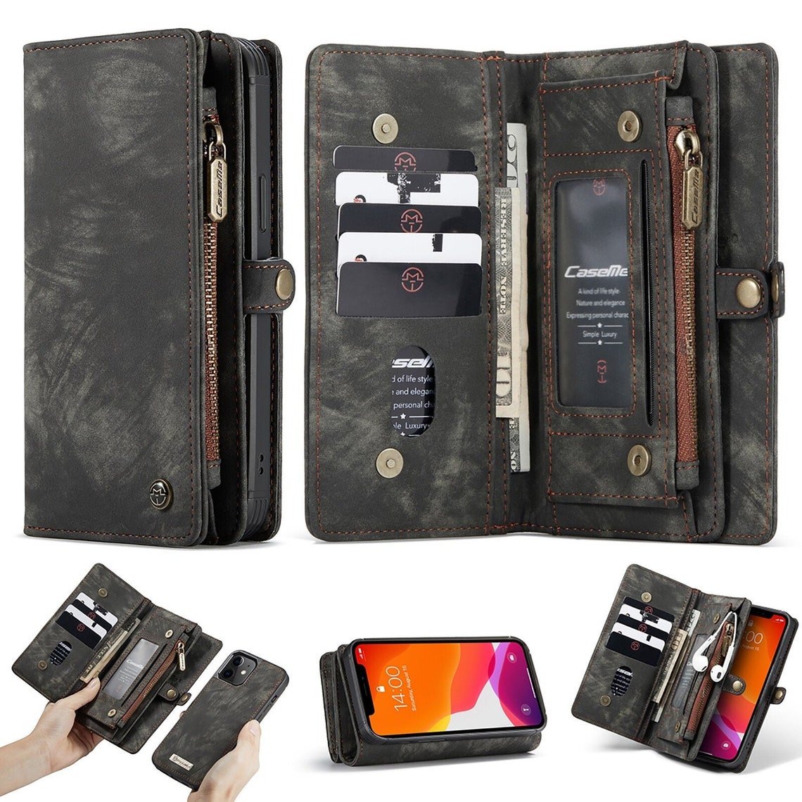 Portemonnaie Leder Handytasche für iPhone 11 12 Pro Max Mini Etsy