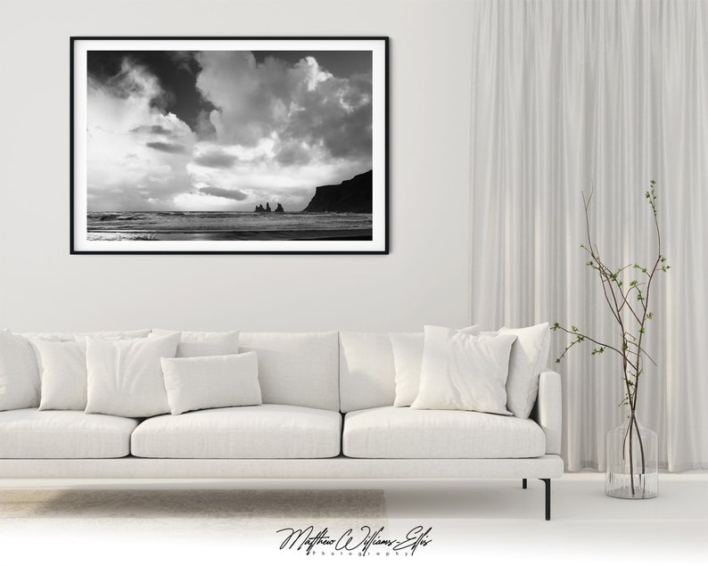 Vik Landscape Photography Photo Prints Wall Art Decor Reynisdrangar Sea Stacks Fine Art Framed Photos Black And White Iceland Print Photography Art Collectibles Colonialgolfhart Com