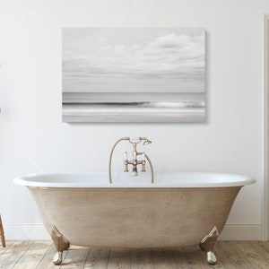 Black and White Minimalist Ocean Photography Canvas Wall Art Photo Set of 2 3 5 Piece Waves Breaking Seascape Artwork Bathroom Wall Decor
