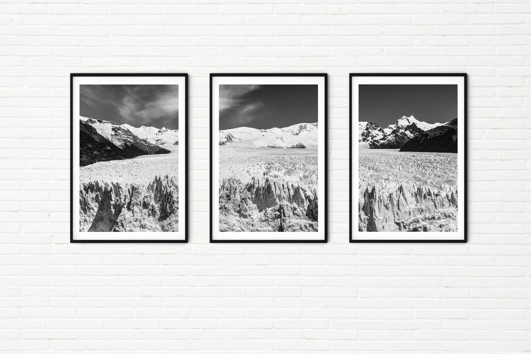 Black and White Print Set of 3 Nature Prints | Three Mountain Photos ...