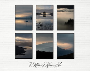 Print Set of 6 Landscape Photography Prints of UK Mountain Scenery | Scotland Highlands, Trossachs National Park | Six A4 A3 Wall Art Photos