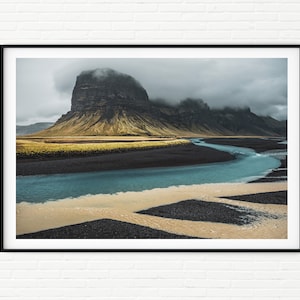 Iceland Photography Print | Landscape Photos Icelandic Wall Art | Photo of Mountains & Glacial River | South Coast Vik Decor A4 A3 A2 Size