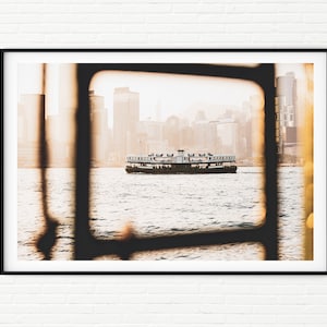 Hong Kong Travel Print Wall Art / Victoria Harbour Photography / Asia Urban City / Warm Orange Sunset Photo Pastel Colours / Star Ferry A4