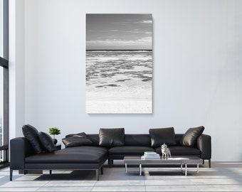 Black and White Abstract Ocean Wall Art Canvas | Minimalist Seascape Photography | Tropical Island Water Sea Photo Beach House Wall Décor