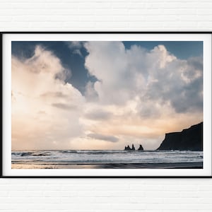 Iceland Print from Vik of Reynisdrangar Sea Stacks | South Iceland Photos Framed | Landscape Photography of Iceland | Iceland Wall Art Decor
