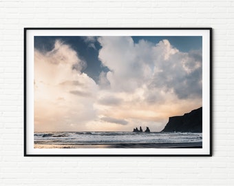 Iceland Print from Vik of Reynisdrangar Sea Stacks | South Iceland Photos Framed | Landscape Photography of Iceland | Iceland Wall Art Decor