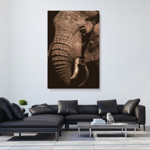 Elephant Photography Canvas Wall Art | Picture of Elephants | African Wildlife Photos | Animal Portrait Kenya Africa Living Room Wall Decor