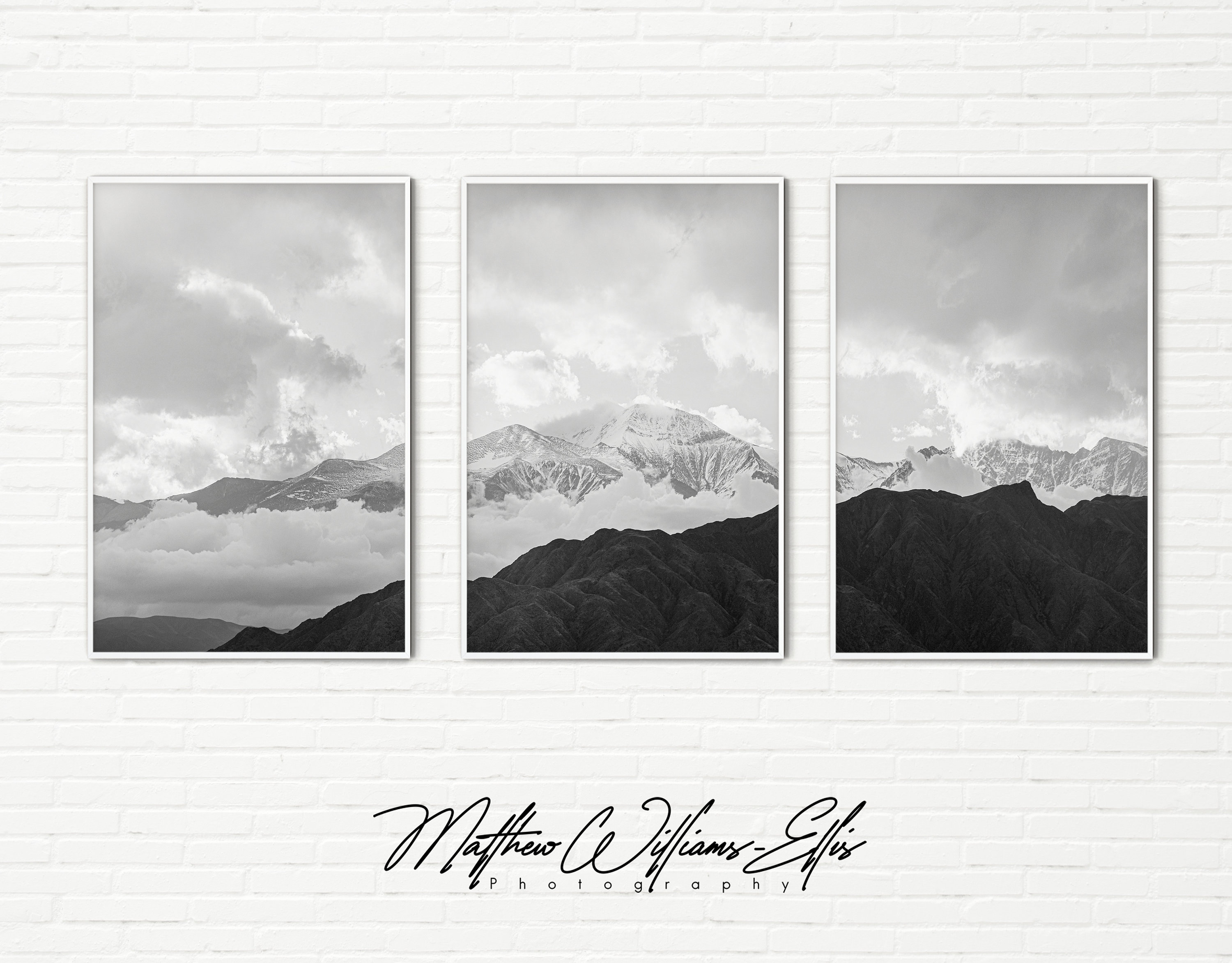 Black and White Framed Print Set of 3 Mountain Photos Ready Etsy