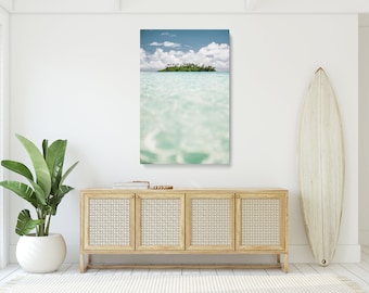 Tropical Island Ocean Photography Canvas Wall Art | Exotic Seascape Photo Coastal Print Beach House Wall Decor | Turquoise Blue Sea Pictures