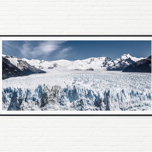 Perito Moreno Glacier Panoramic Landscape Photo Print | Argentina Photography Winter Nature Panorama | Large Framed Blue Patagonia Wall Art