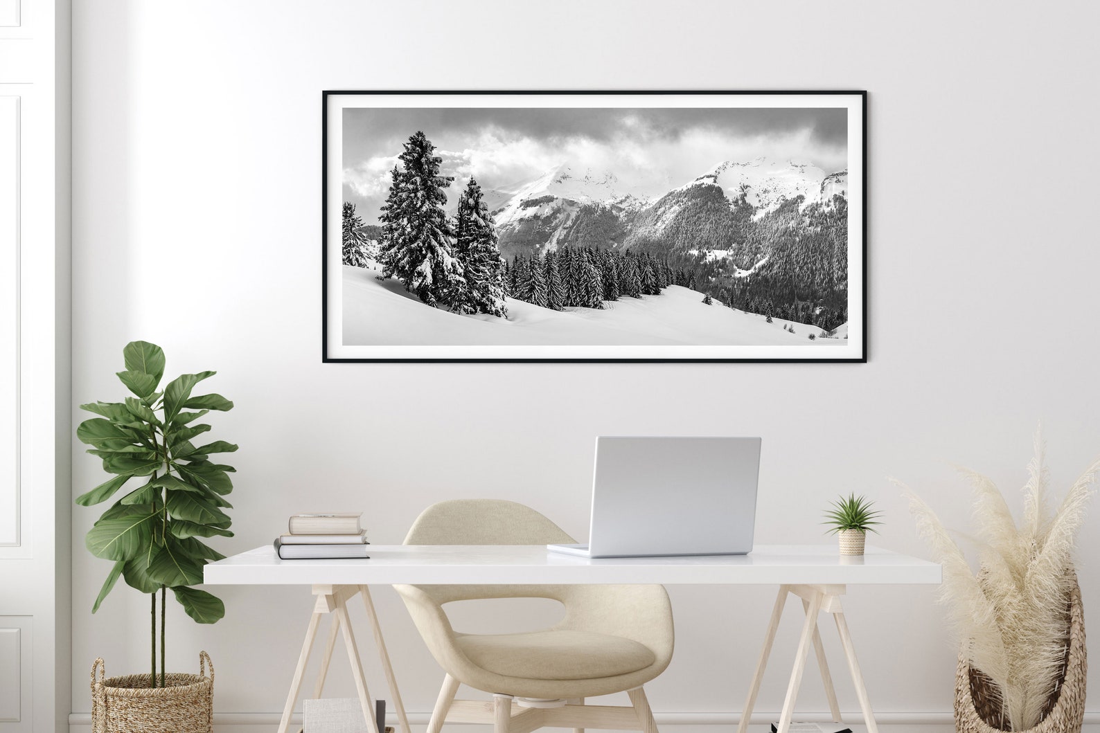 Snowy Winter Mountains Panoramic Wall Art | Landscape Panorama of Snow ...