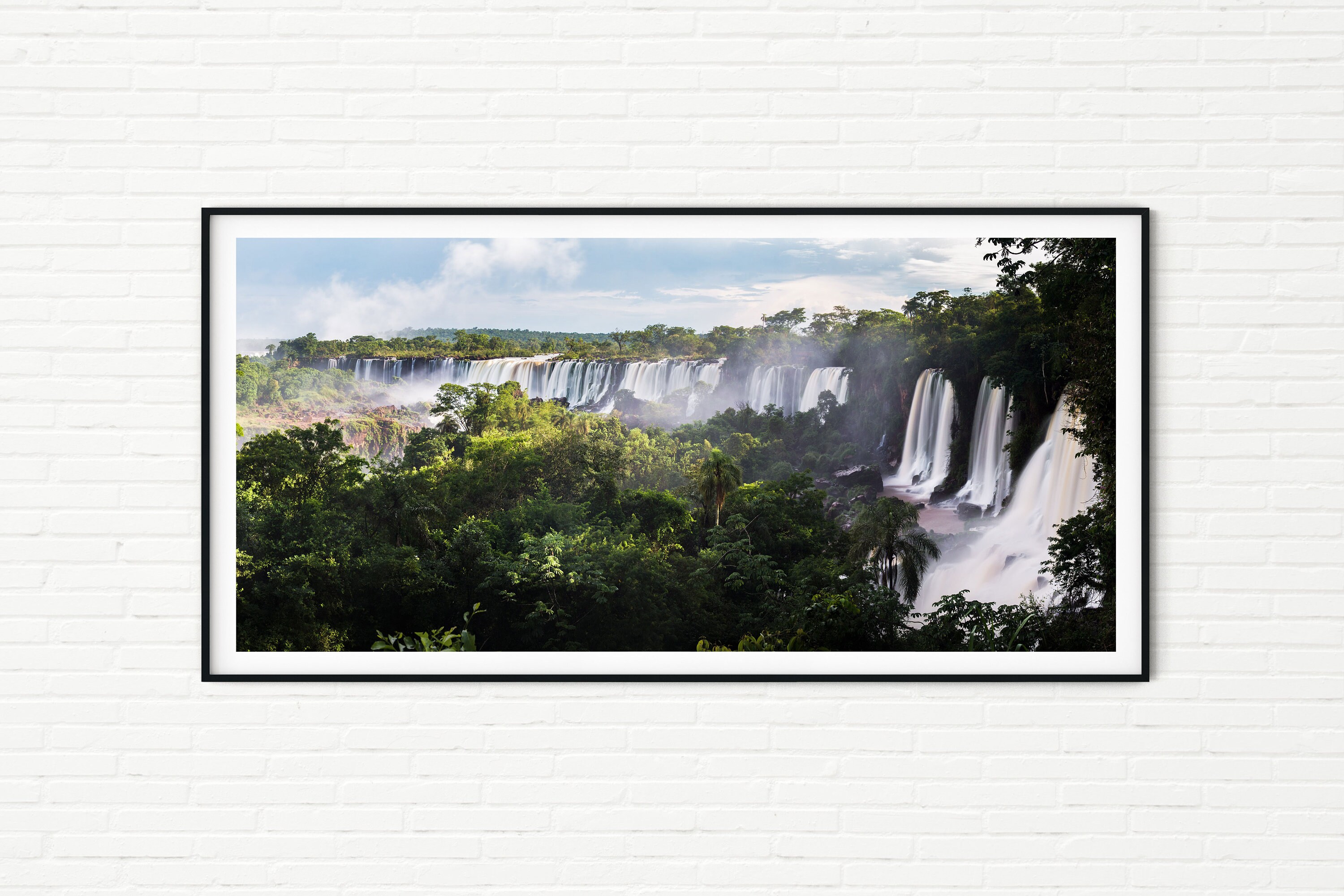 Iguazu Falls Panoramic Landscape Photo Print | Waterfalls & Nature Panorama | Beautiful Scenery Argentina Wall Art Decor | Framed in Frame