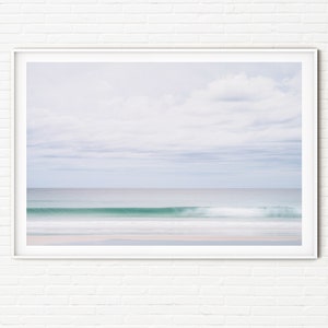 Ocean Landscape Photography Print | Minimalist Scandinavian Abstract Fine Art Photo | Beach Waves | New Zealand A4 A3 A2 A1 Blue Wall Art