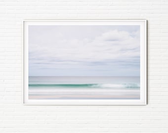 Ocean Landscape Photography Print | Minimalist Scandinavian Abstract Fine Art Photo | Beach Waves | New Zealand A4 A3 A2 A1 Blue Wall Art
