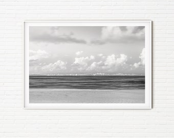 Black and White Ocean Wall Art | Abstract Seascape Photography Framed Print | Minimalist Fine Art Photo | Beach House Home Decor A4 A3 Size