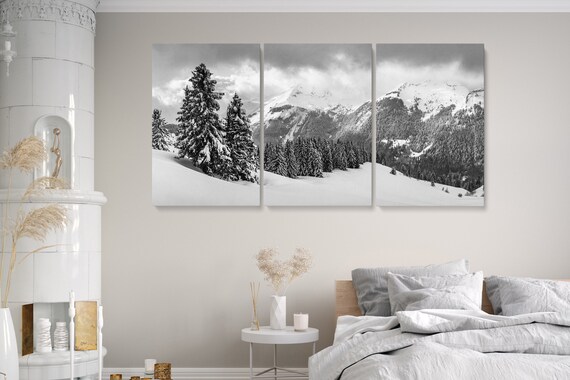 Black and White Mountain Photography Canvas Wall Art | Etsy