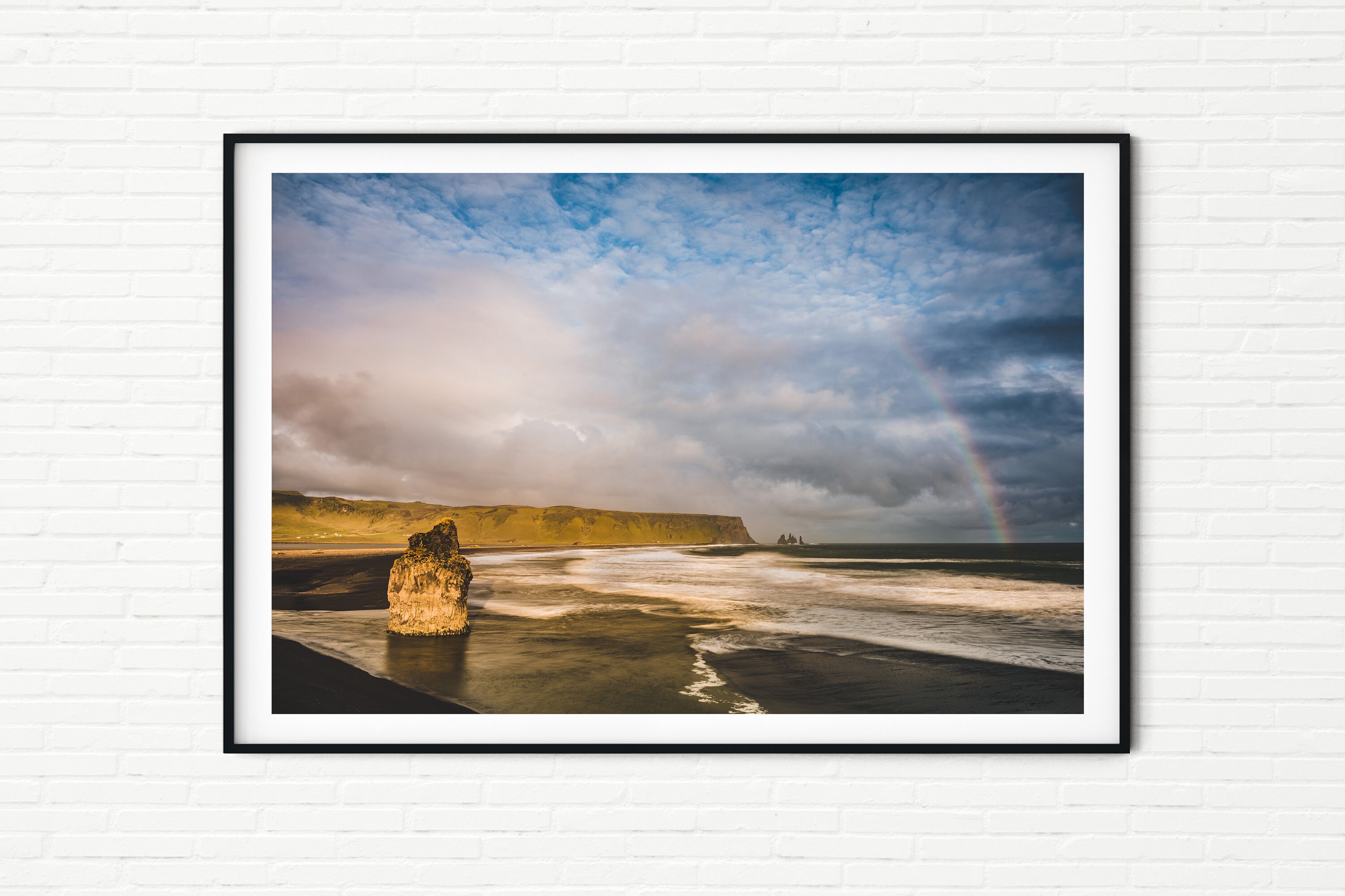 South Iceland Photography Framed Landscape Photo Print Vik | Icelandic Coastal Scenery | Reynisdrangar Sea Stacks Bedroom Wall Decor Large