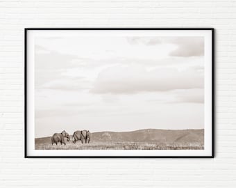 Elephant Photography Fine Art Framed Print | African Wildlife Photos Africa Animals Bedroom Wall Decor Living Room Wall Art Sepia Large Boho