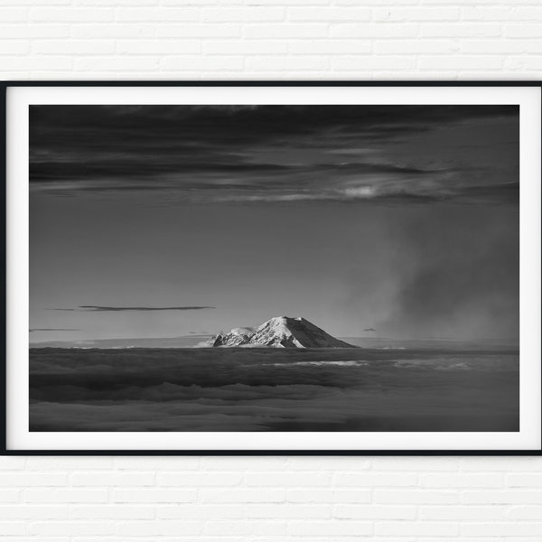 Black and White Travel Print | Landscape Photography Framed Fine Art Photo of Ecuador | South America Nature Wall Art Volcano Volcanoes A3