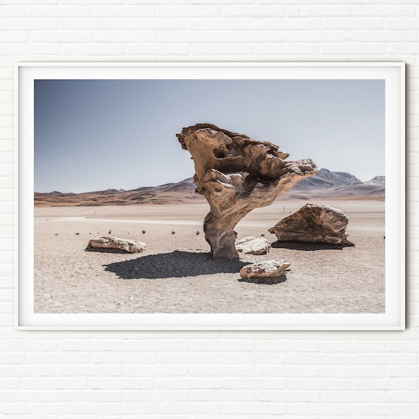 Desert Photo Print | Neutral Wall Art | Fine Art Landscape Photography | Muted Pastel Colours | South America Atacama Desert Rock Formation