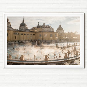 Budapest Baths Travel Print | Hungary Photography Prints | Szechenyi Bath Photos | Orange Extra Large Wall Art for Bathroom A4 A3 A2 A1 Size