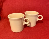 Fiesta (SET of 2) Pale Yellow Coffee Mugs. Vintage Homer Loughlin. Fiestaware. Round Loop (Finger) Handle Coffee Cups. Collect.