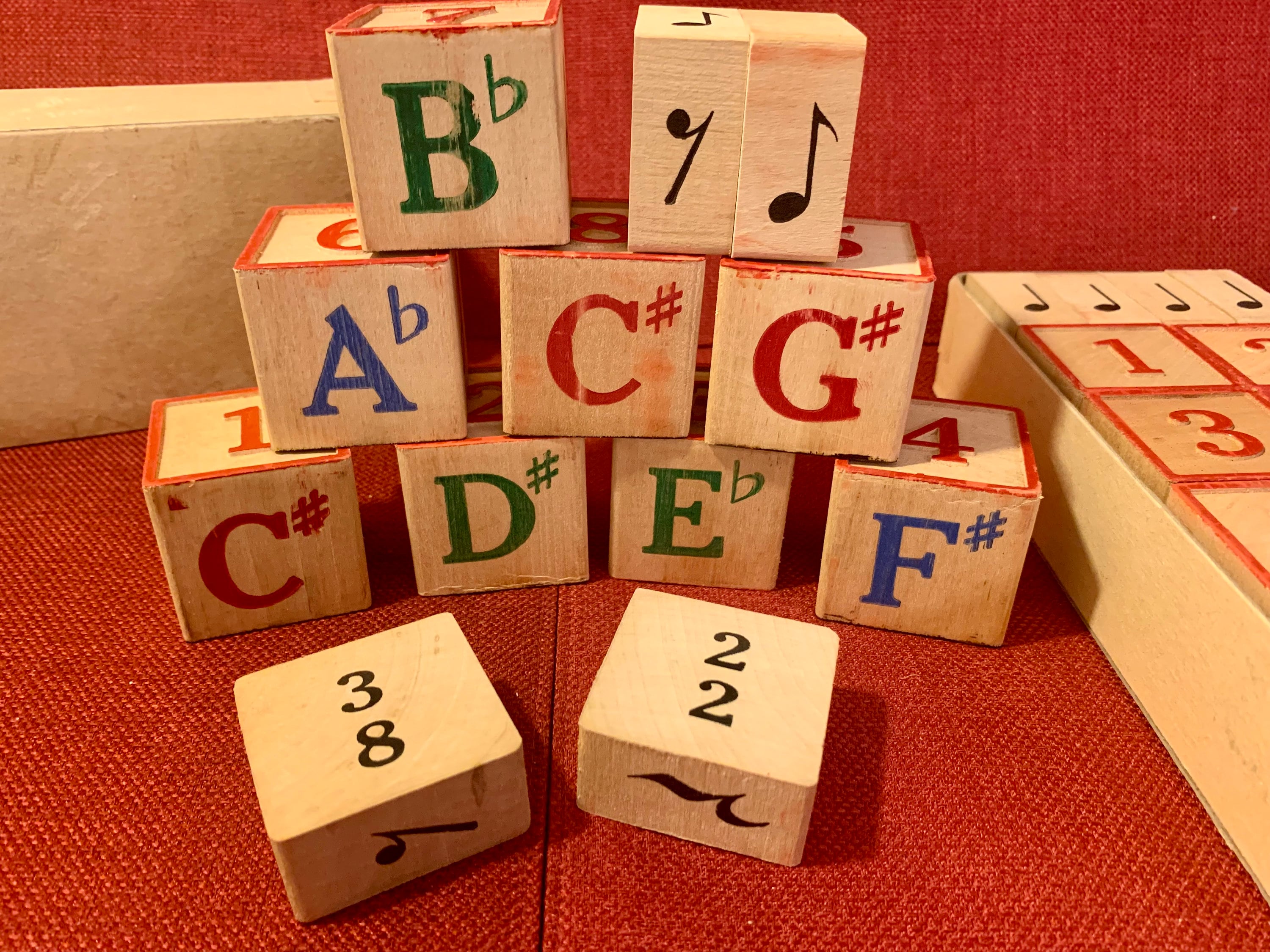 Antique Wooden Musical Notes Building Blocks. Vintage Children's ...