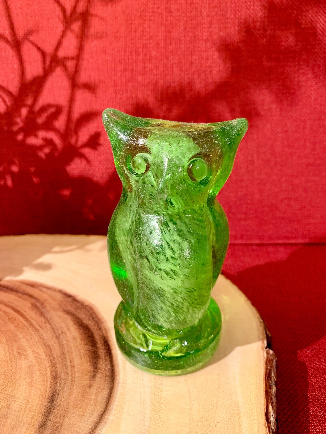 Vintage Green Glass Owl Paperweight Figurine. Beautiful Hand Etsy