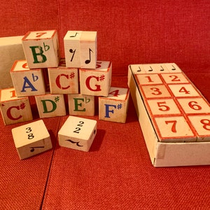 Antique Wooden Musical Notes Building Blocks. Vintage Children's ...